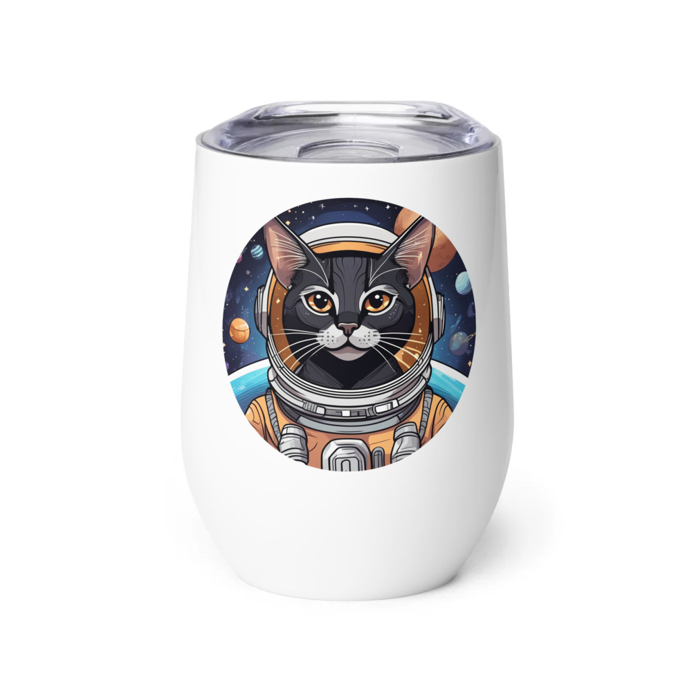 PugMug Custom Black Abyssinian Cat Wine Tumbler