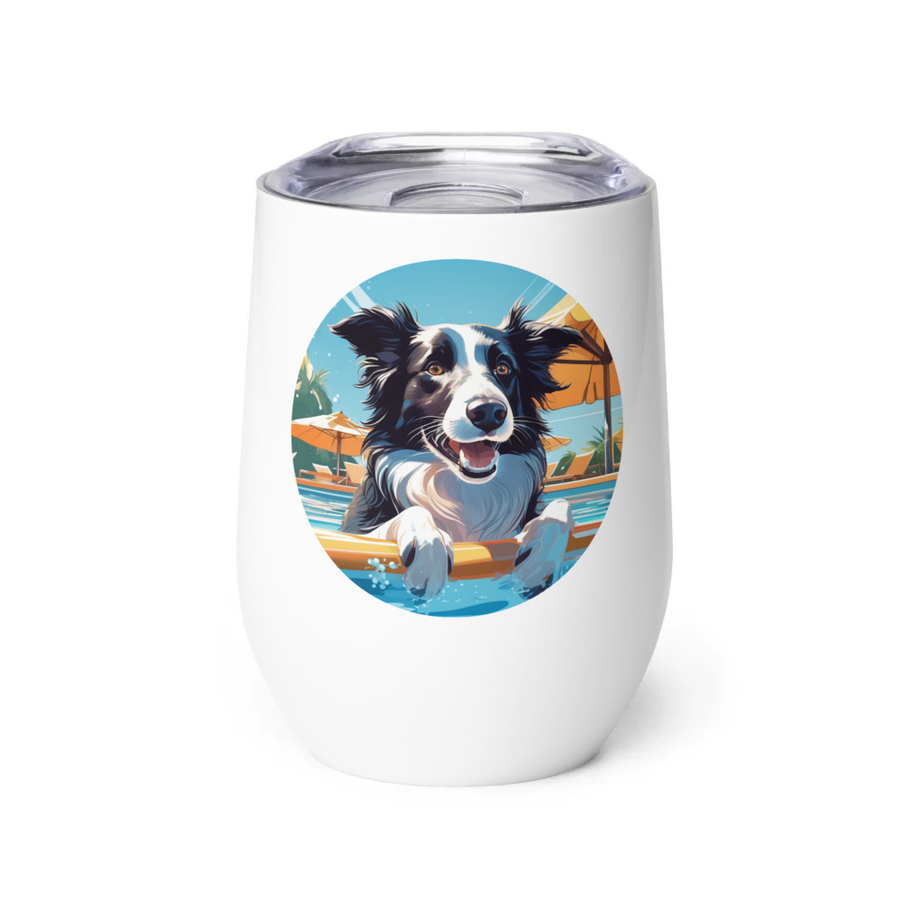 PugMug Custom Border Collie Wine Tumbler