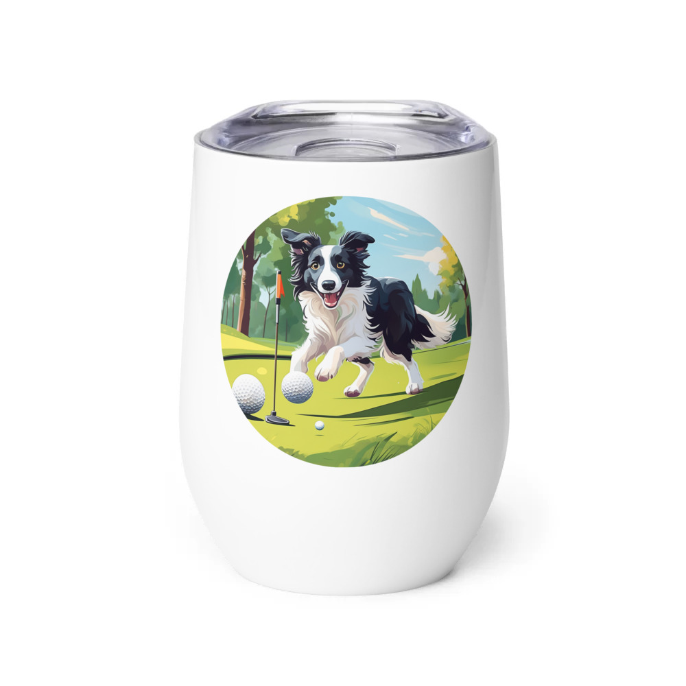 PugMug Custom Border Collie Wine Tumbler