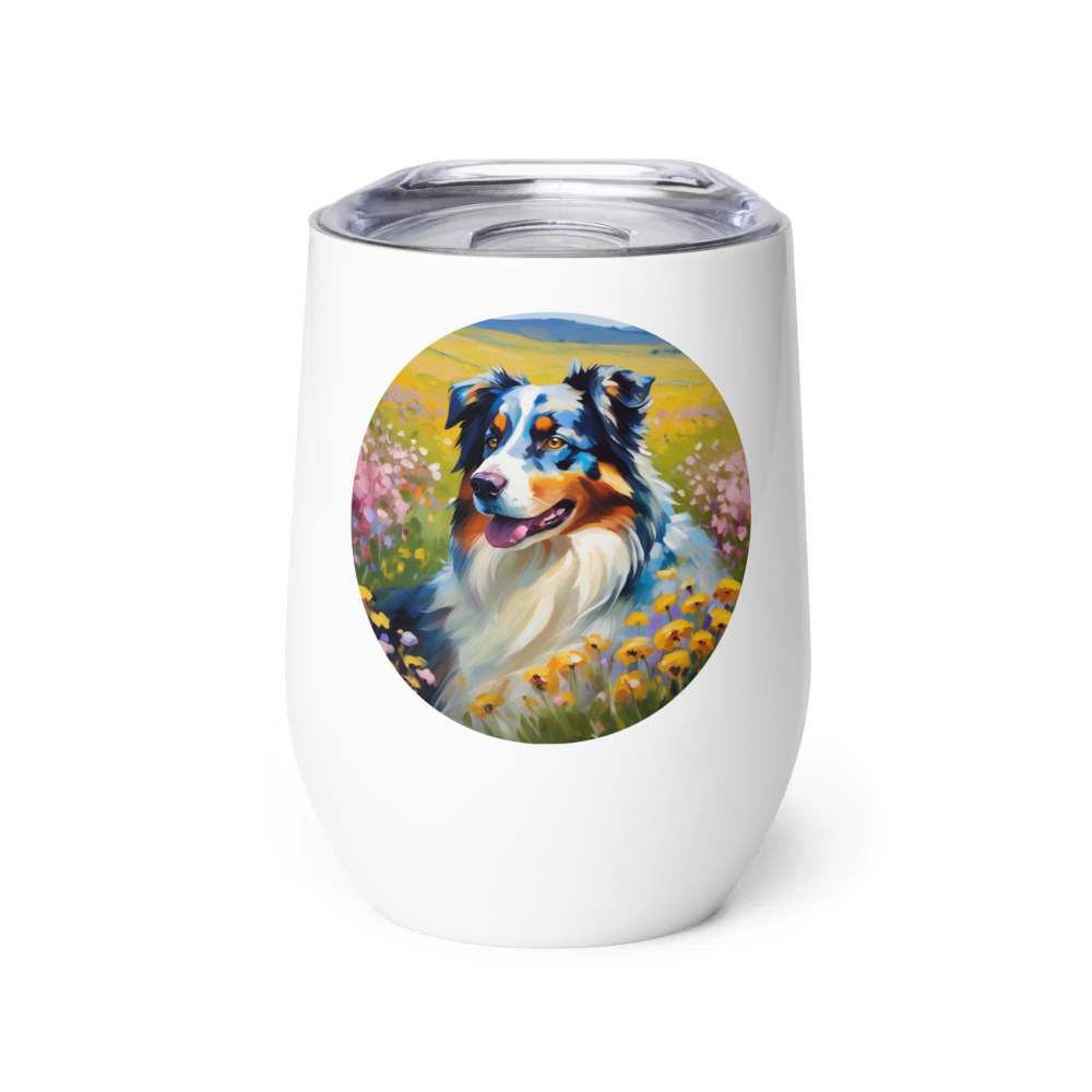 PugMug Custom Australian Shepherd Dog Wine Tumbler