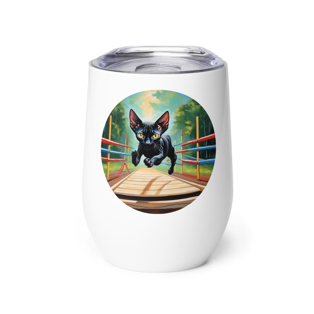 PugMug Custom Black Sphynx Cat Wine Tumbler