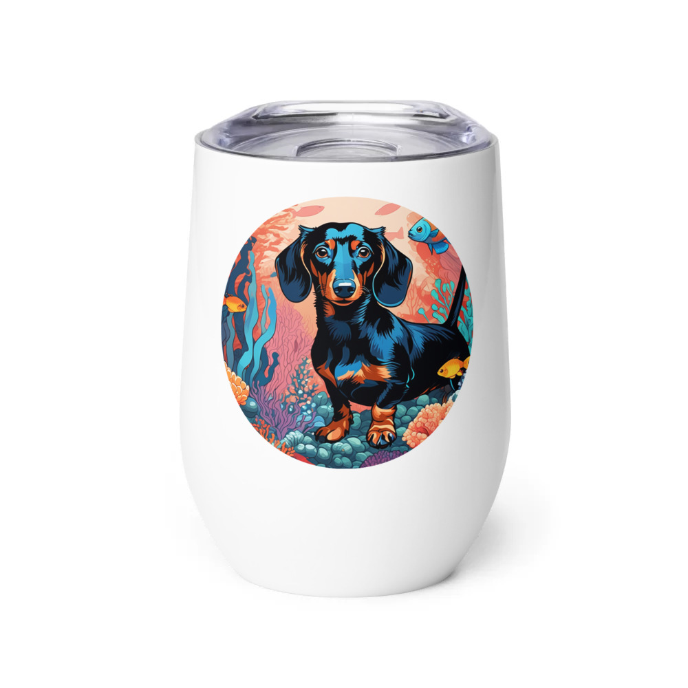 PugMug Custom Black Dachshund Wine Tumbler