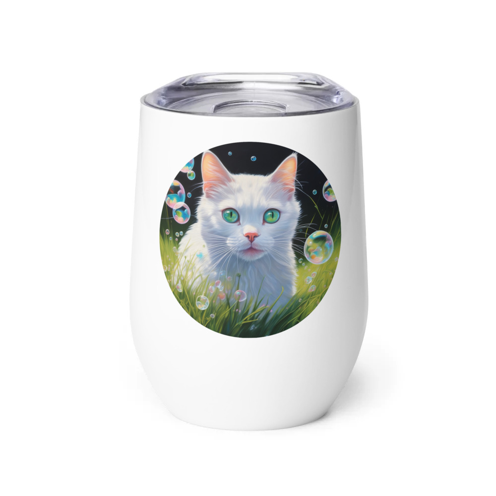 PugMug Custom White Companion Cat Wine Tumbler