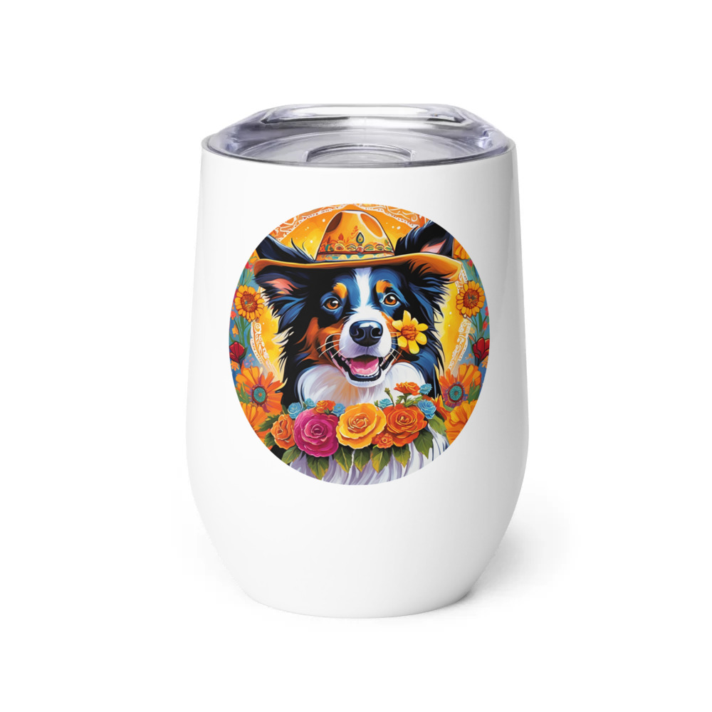 PugMug Custom Border Collie Wine Tumbler