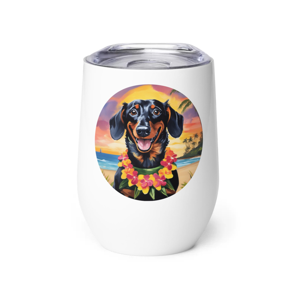PugMug Custom Black Dachshund Wine Tumbler