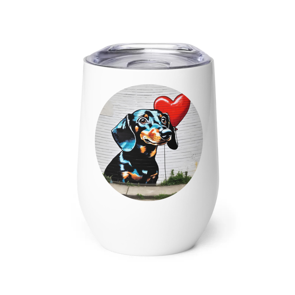 PugMug Custom Black Dachshund Wine Tumbler