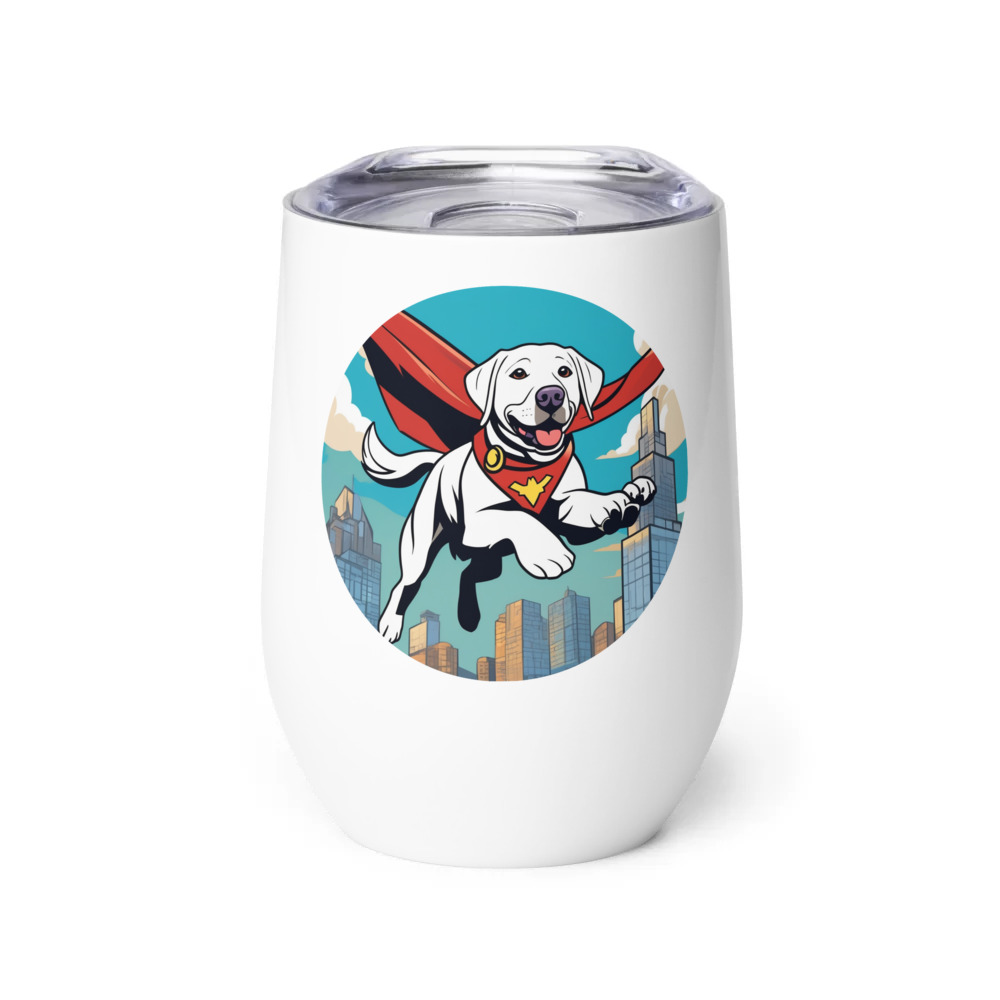 PugMug Custom White Labrador Retriever Wine Tumbler