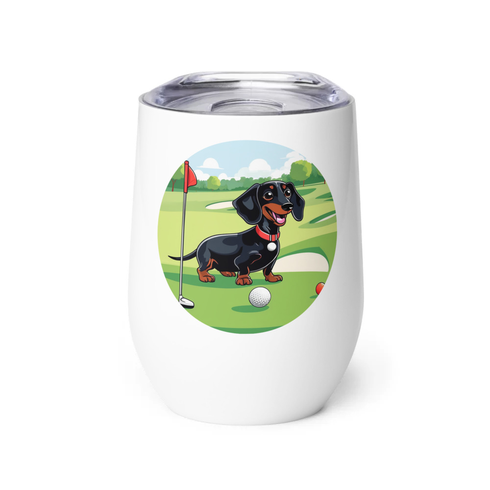 PugMug Custom Black Dachshund Wine Tumbler