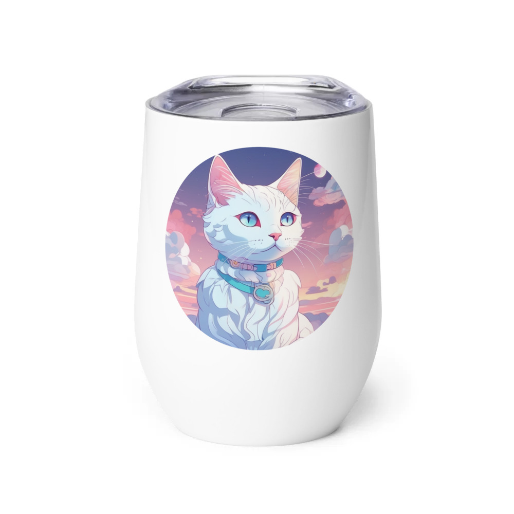 PugMug Custom White Companion Cat Wine Tumbler