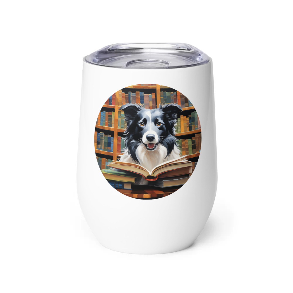 PugMug Custom Border Collie Wine Tumbler