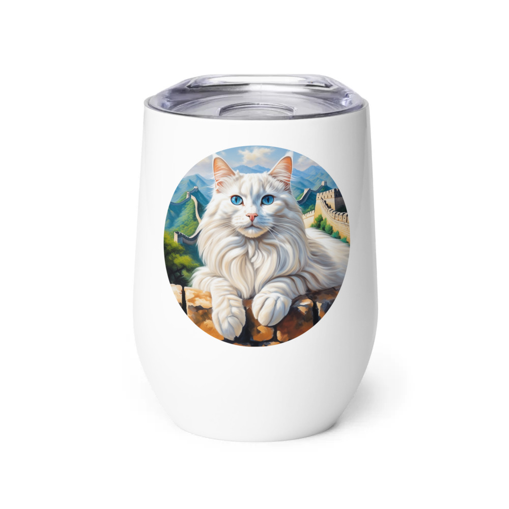 PugMug Custom White Ragdoll Cat Wine Tumbler