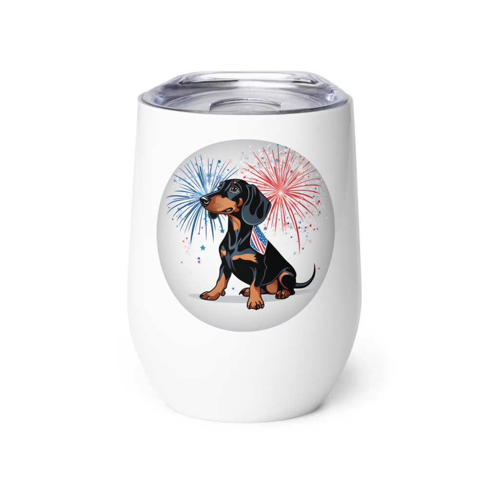 PugMug Custom Black Dachshund Wine Tumbler