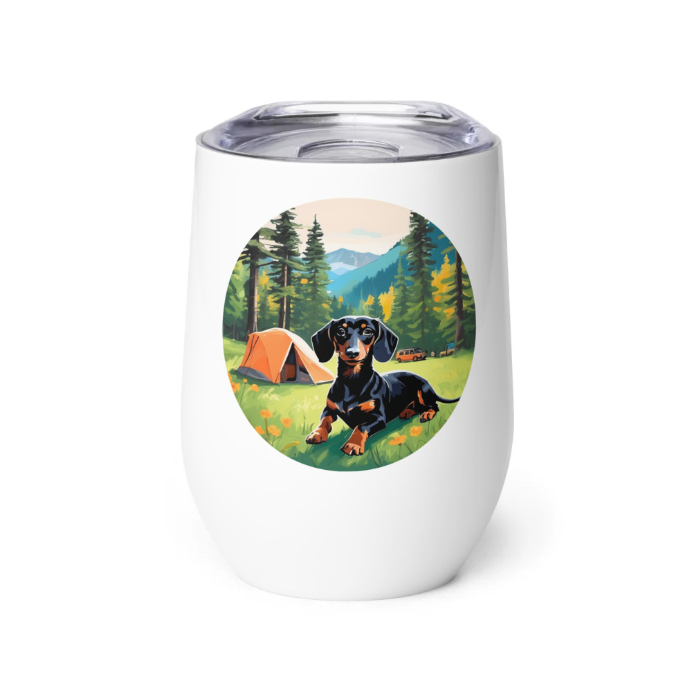 PugMug Custom Black Dachshund Wine Tumbler