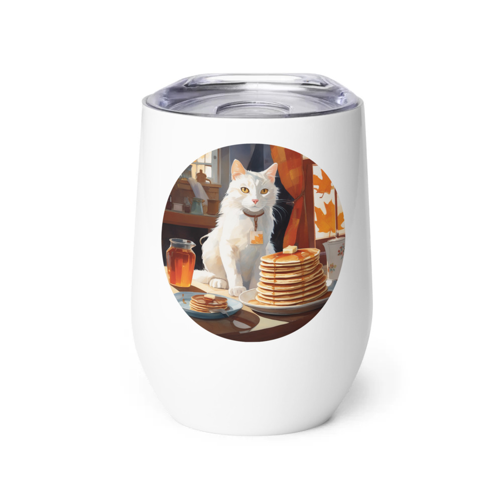 PugMug Custom White Companion Cat Wine Tumbler