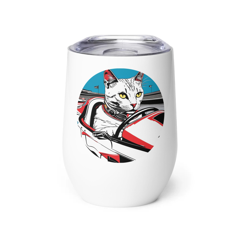 PugMug Custom White Companion Cat Wine Tumbler