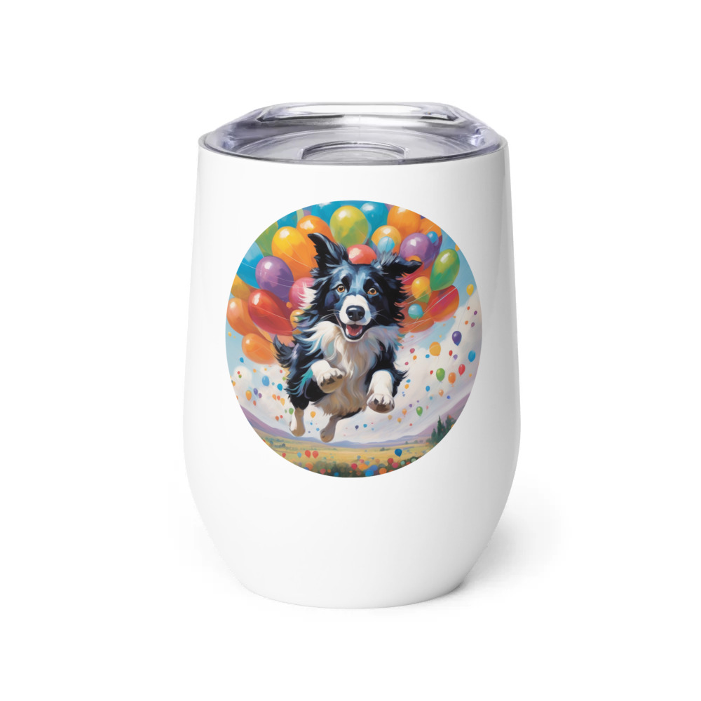 PugMug Custom Border Collie Wine Tumbler