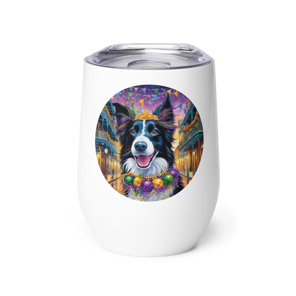 PugMug Custom Border Collie Wine Tumbler