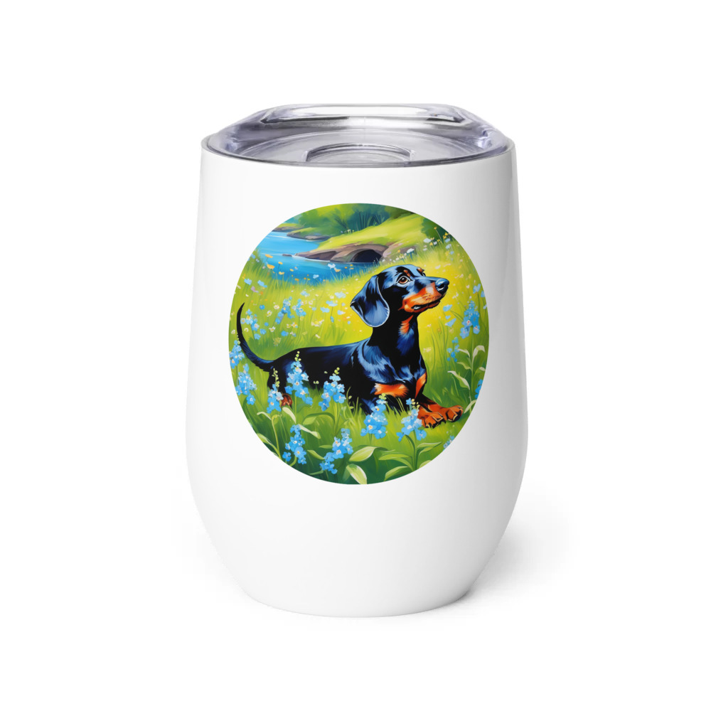 PugMug Custom Black Dachshund Wine Tumbler