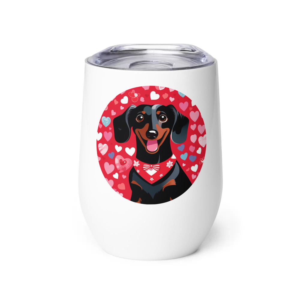 PugMug Custom Black Dachshund Wine Tumbler
