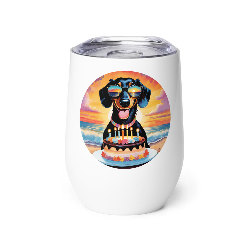 PugMug Custom Black Dachshund Wine Tumbler