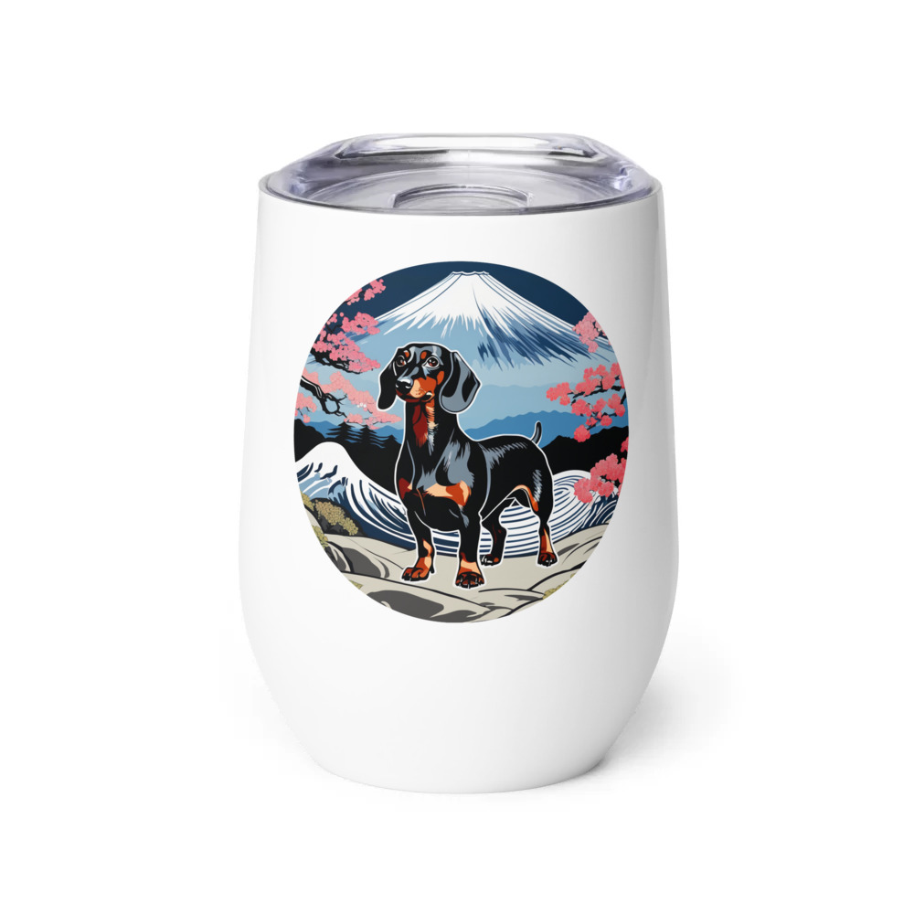 PugMug Custom Black Dachshund Wine Tumbler