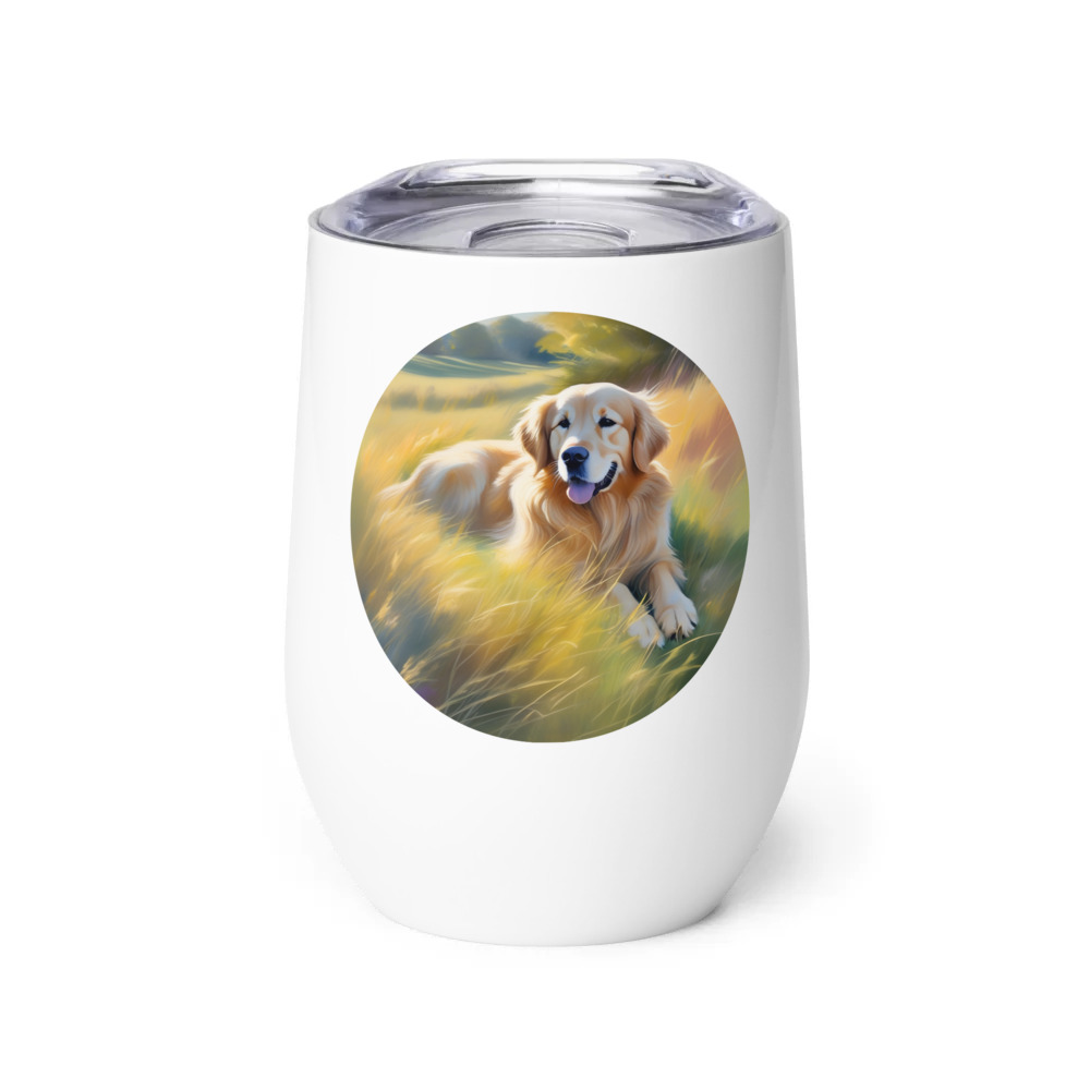 PugMug Custom Golden Retriever Wine Tumbler