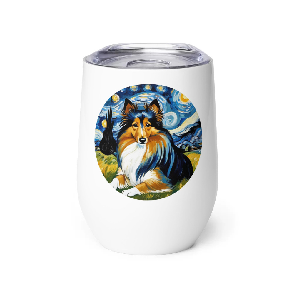 PugMug Custom Shetland Sheepdog Wine Tumbler