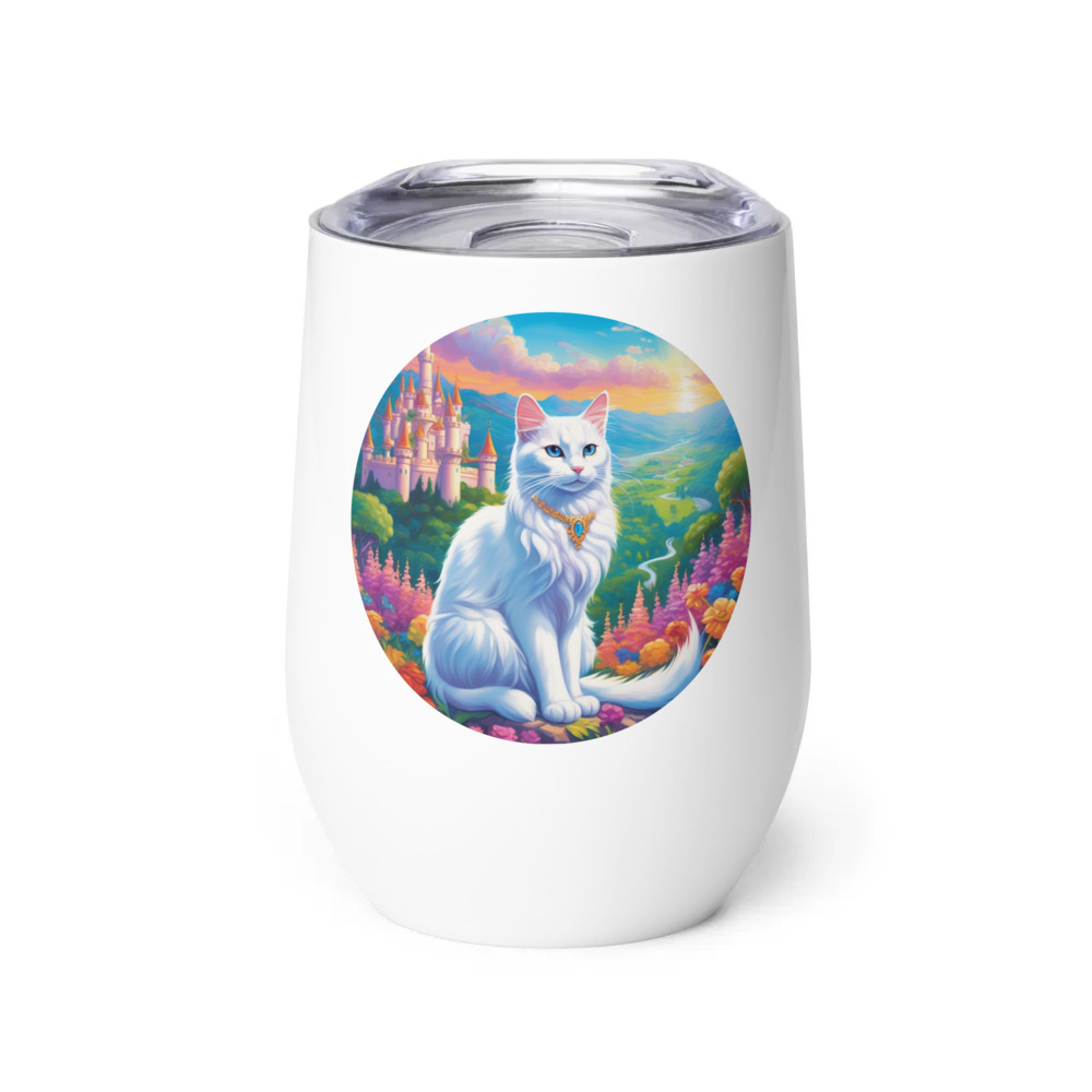 PugMug Custom White Companion Cat Wine Tumbler