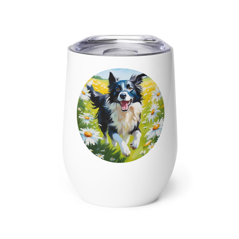 PugMug Custom Border Collie Wine Tumbler