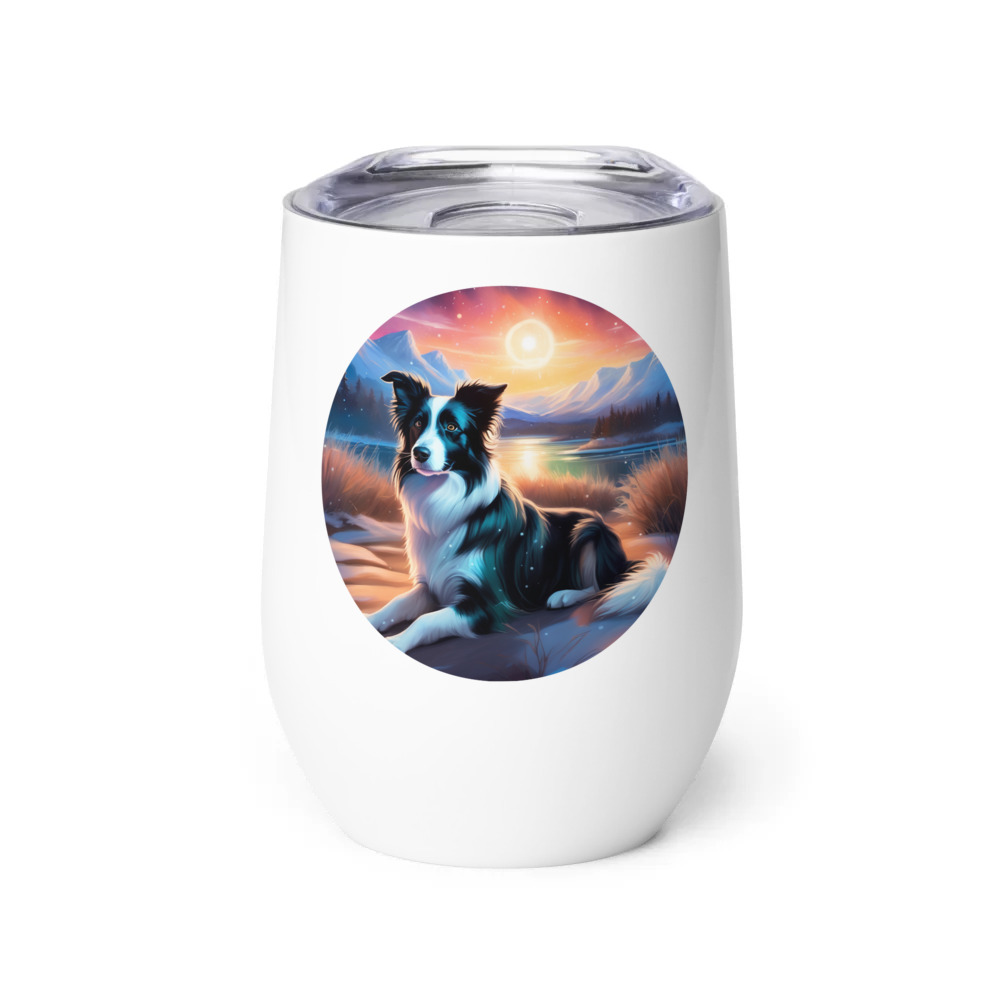 PugMug Custom Border Collie Wine Tumbler
