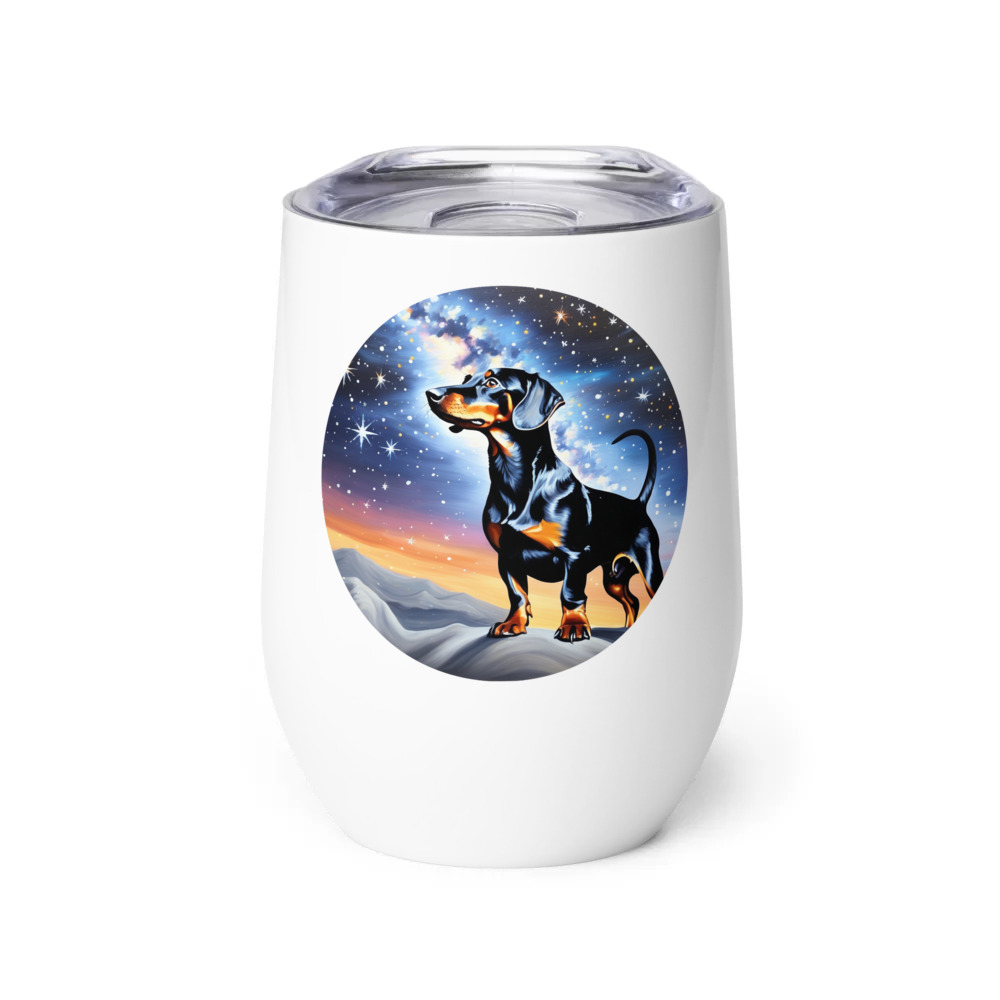 PugMug Custom Black Dachshund Wine Tumbler