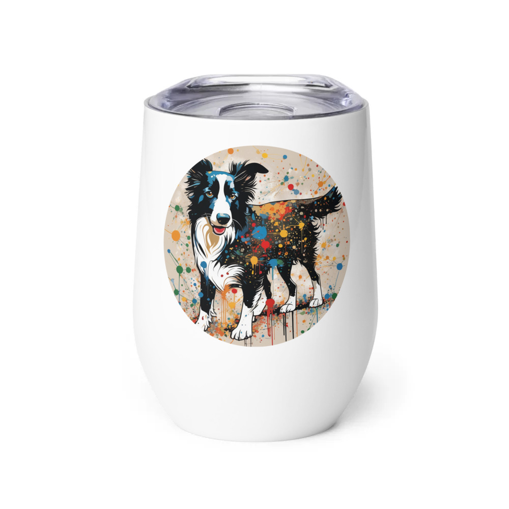 PugMug Custom Border Collie Wine Tumbler