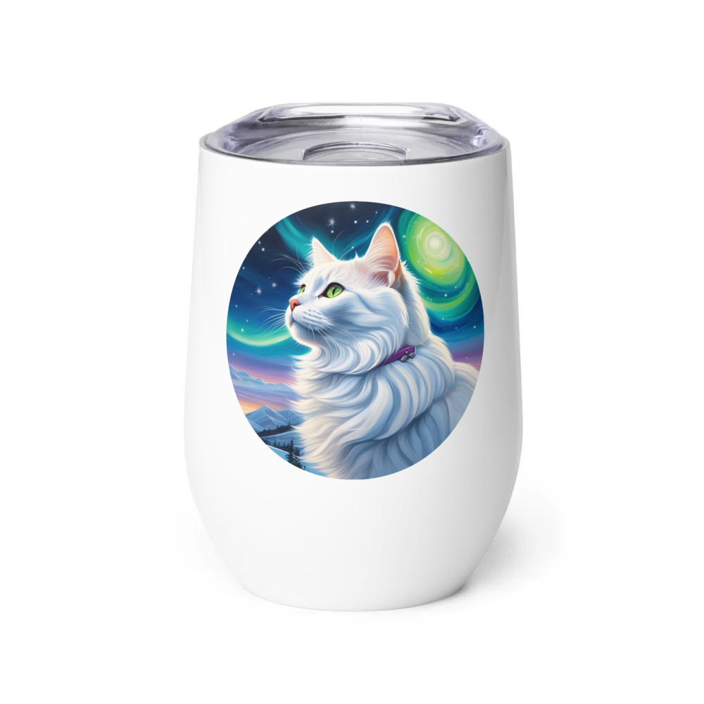 PugMug Custom White Companion Cat Wine Tumbler