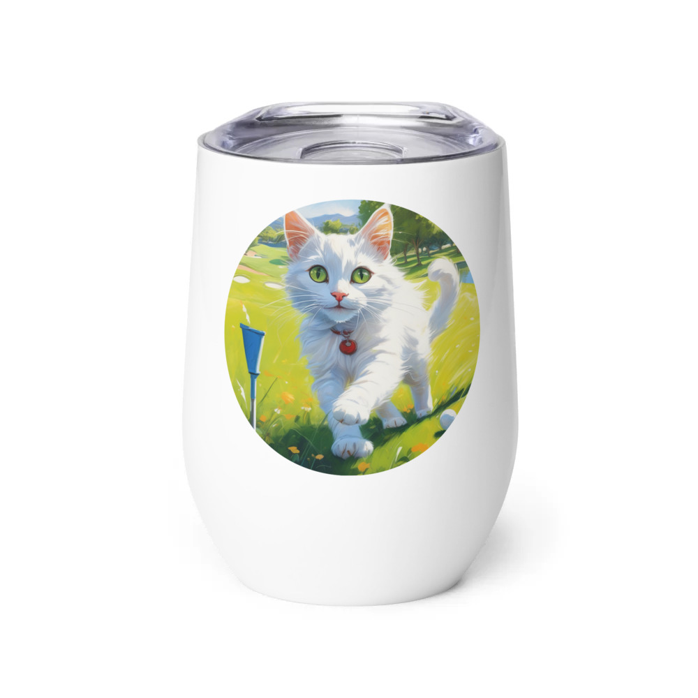PugMug Custom White Companion Cat Wine Tumbler