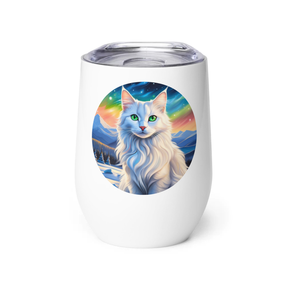 PugMug Custom White Companion Cat Wine Tumbler