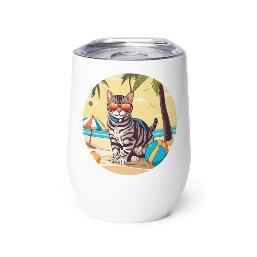 PugMug Custom Tabby American Shorthair Cat Wine Tumbler