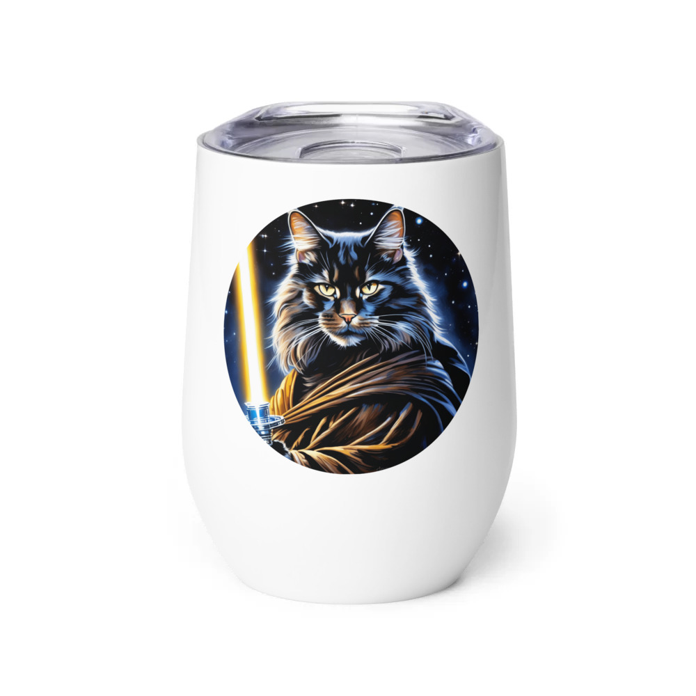 PugMug Custom Black Maine Coon Cat Wine Tumbler
