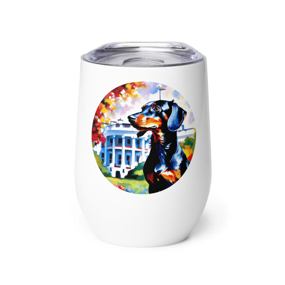 PugMug Custom Black Dachshund Wine Tumbler