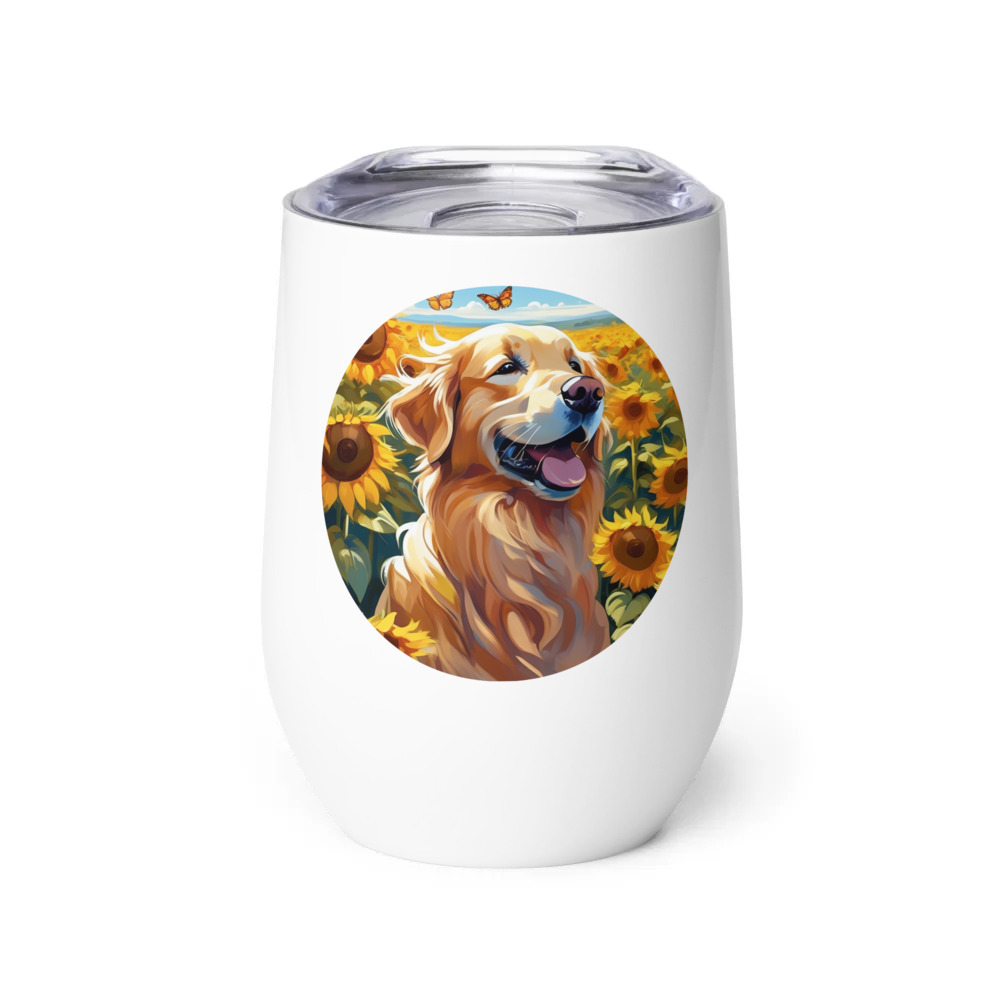 PugMug Custom Golden Retriever Wine Tumbler