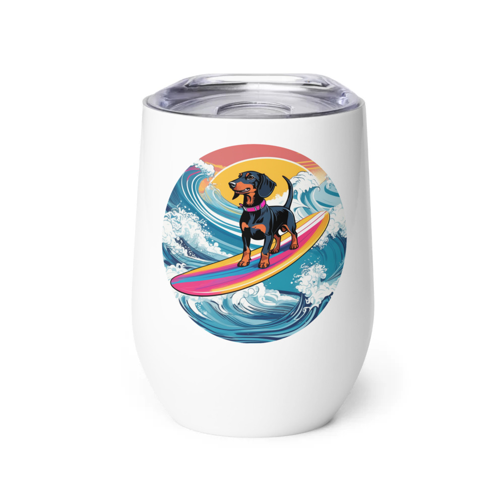 PugMug Custom Black Dachshund Wine Tumbler