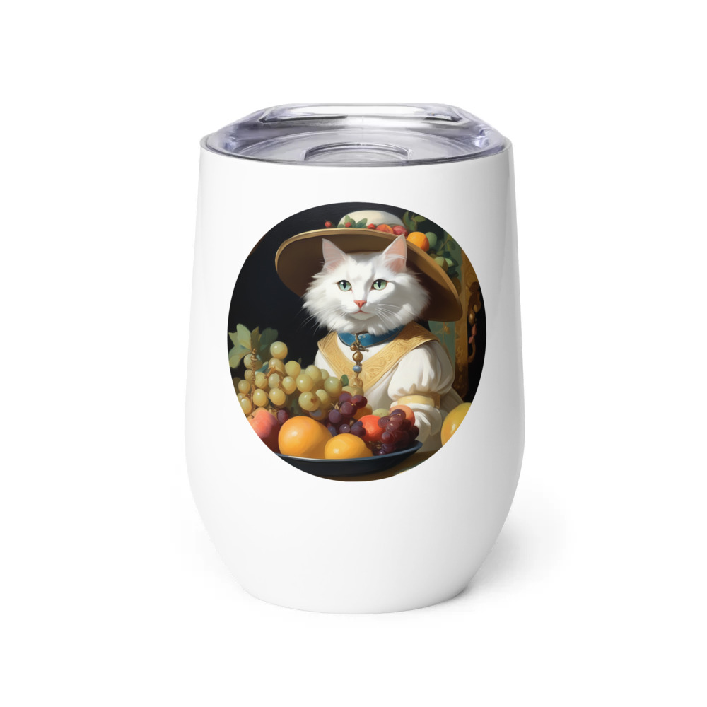 PugMug Custom White Companion Cat Wine Tumbler
