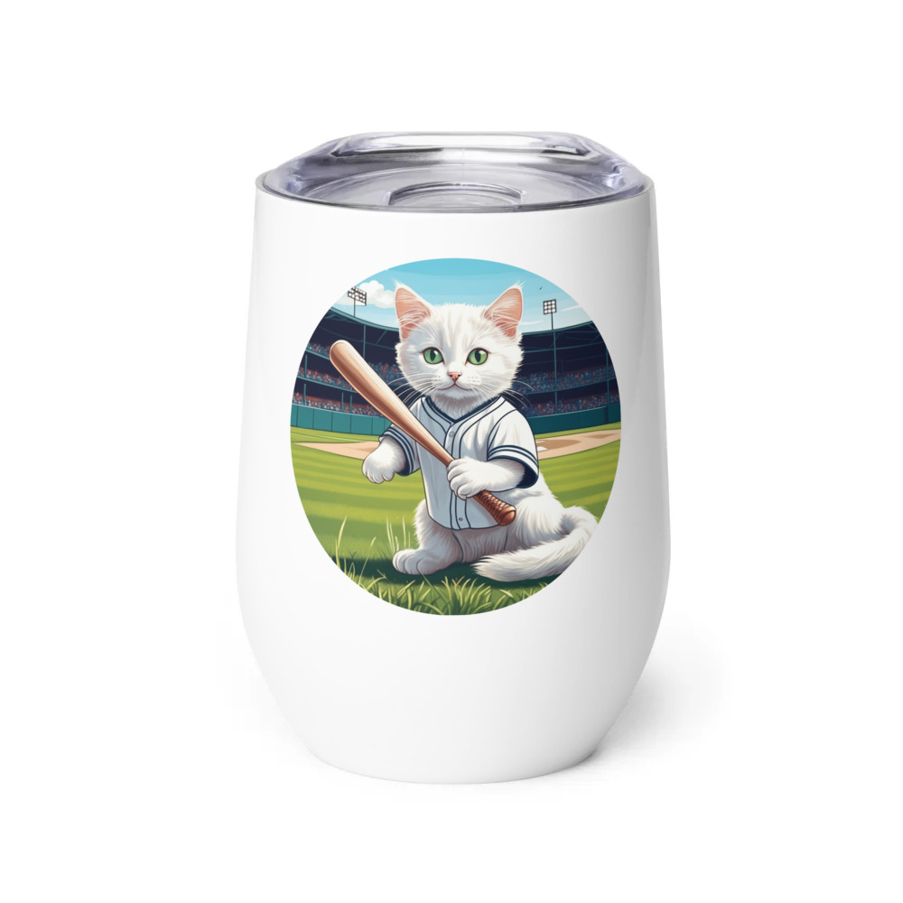 PugMug Custom White Companion Cat Wine Tumbler