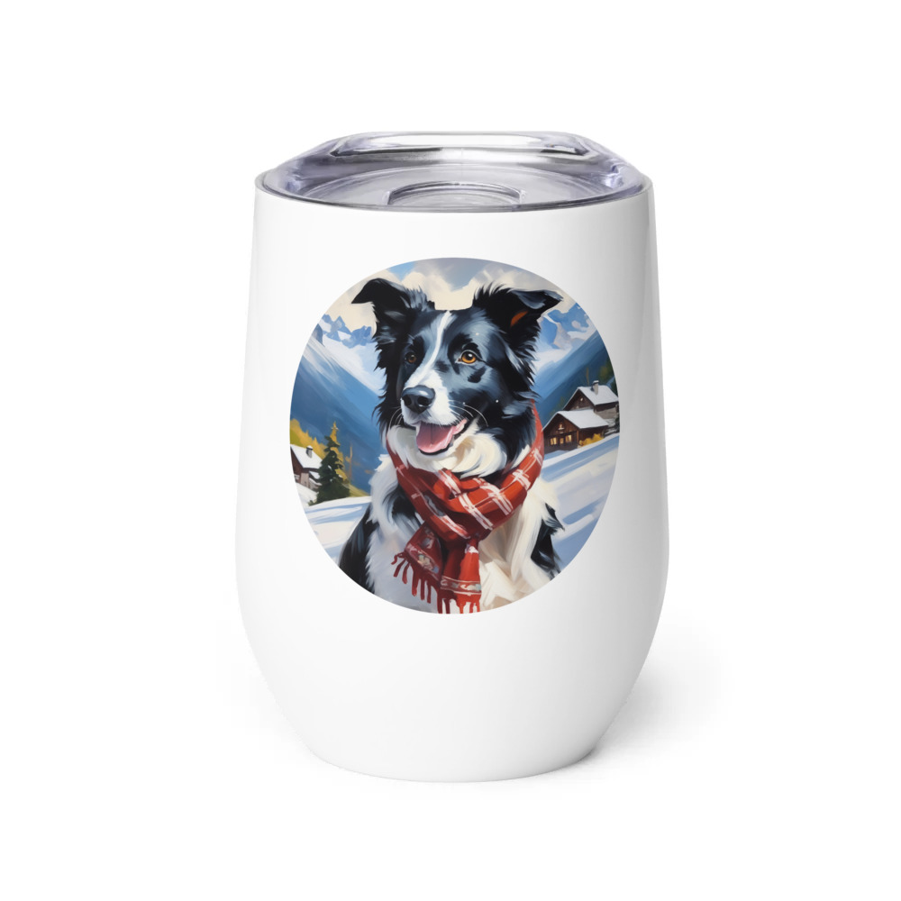 PugMug Custom Border Collie Wine Tumbler