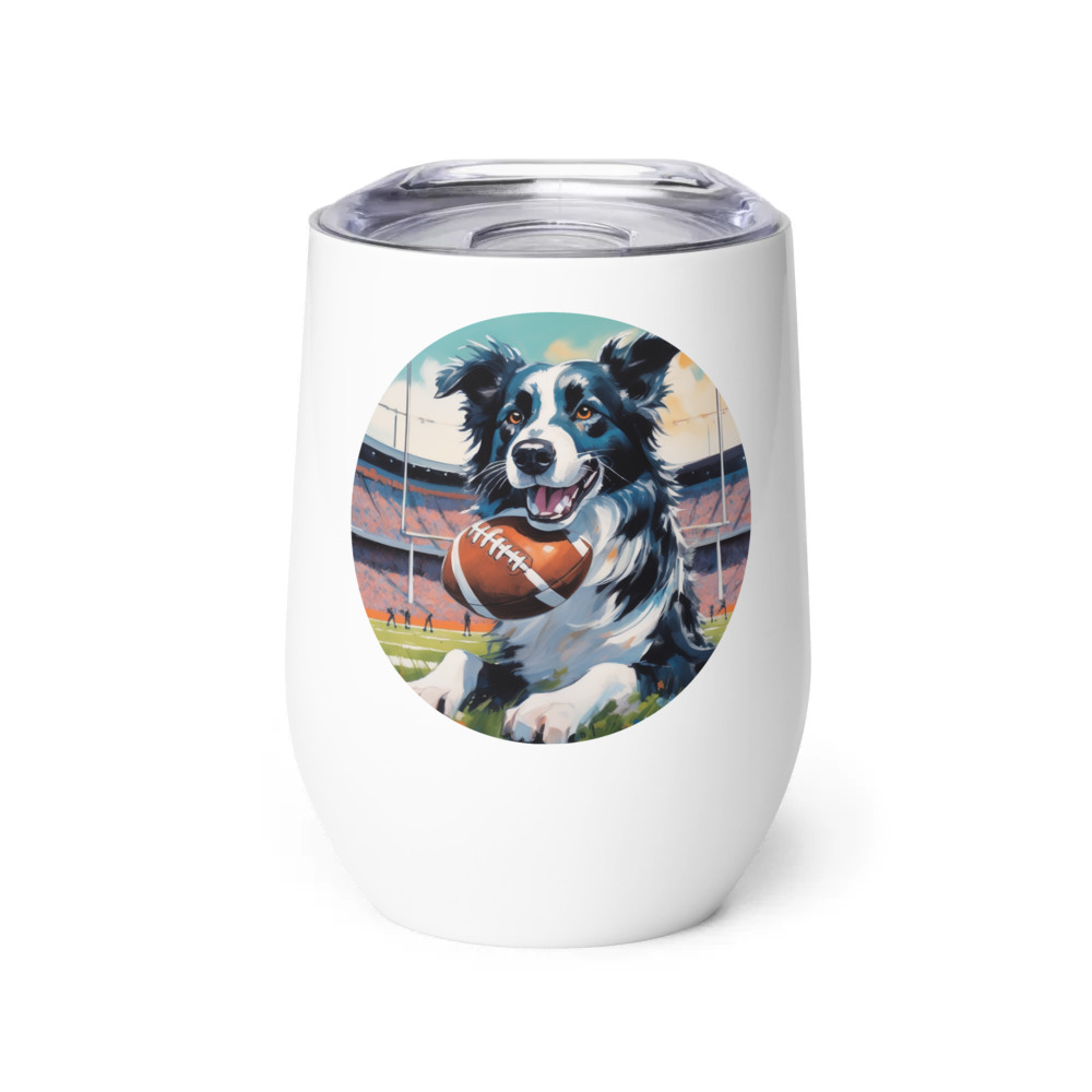 PugMug Custom Border Collie Wine Tumbler