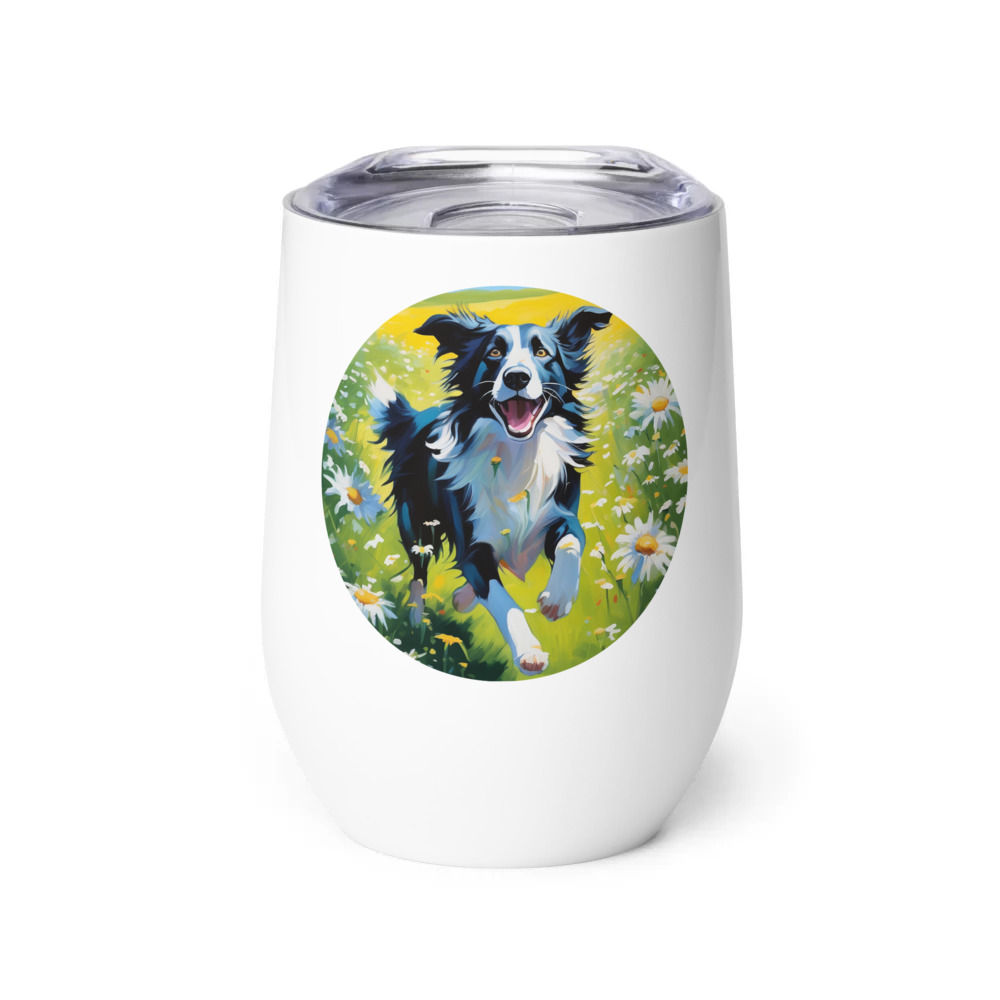 PugMug Custom Border Collie Wine Tumbler