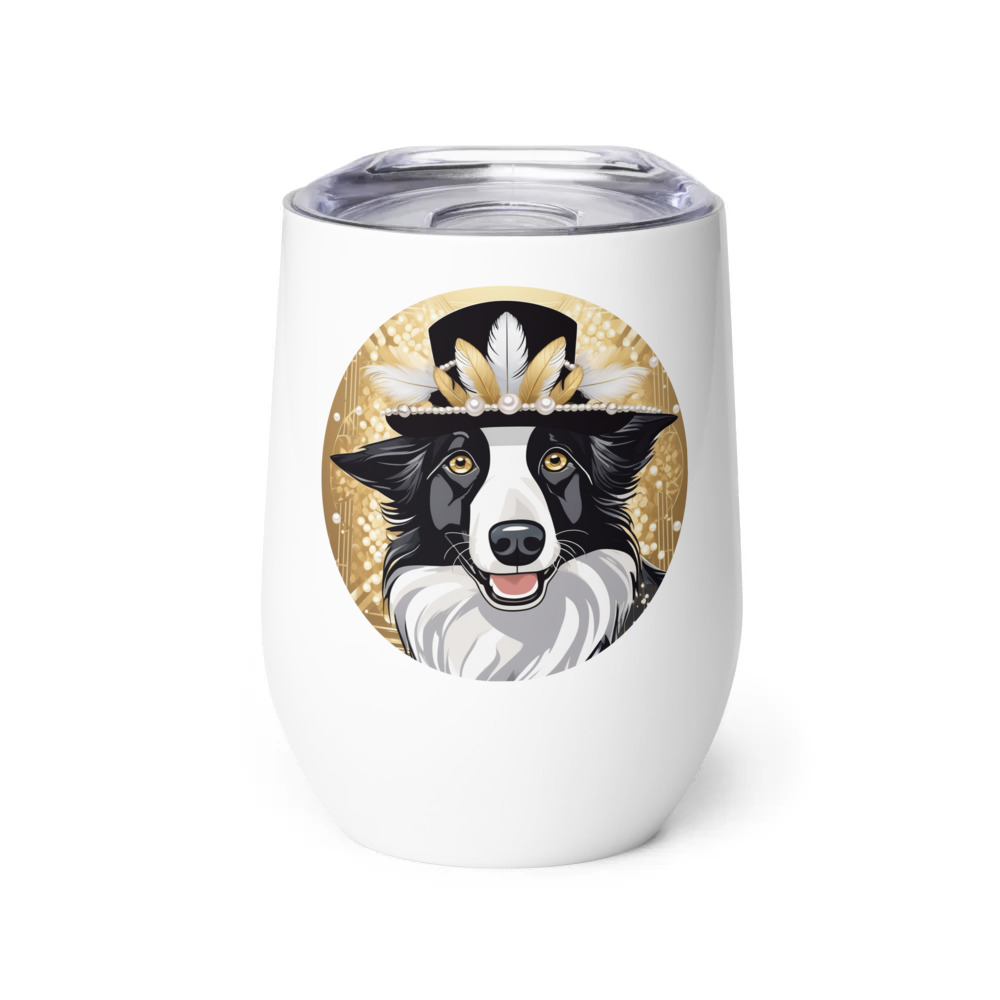 PugMug Custom Border Collie Wine Tumbler