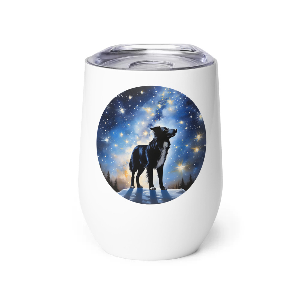 PugMug Custom Border Collie Wine Tumbler