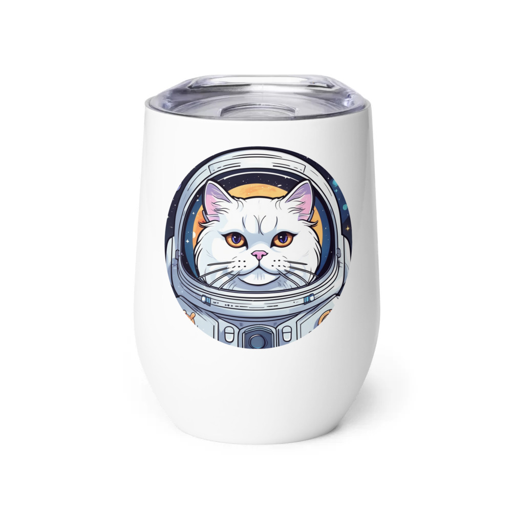 PugMug Custom White Persian Cat Wine Tumbler