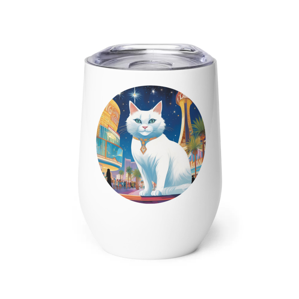 PugMug Custom White Companion Cat Wine Tumbler