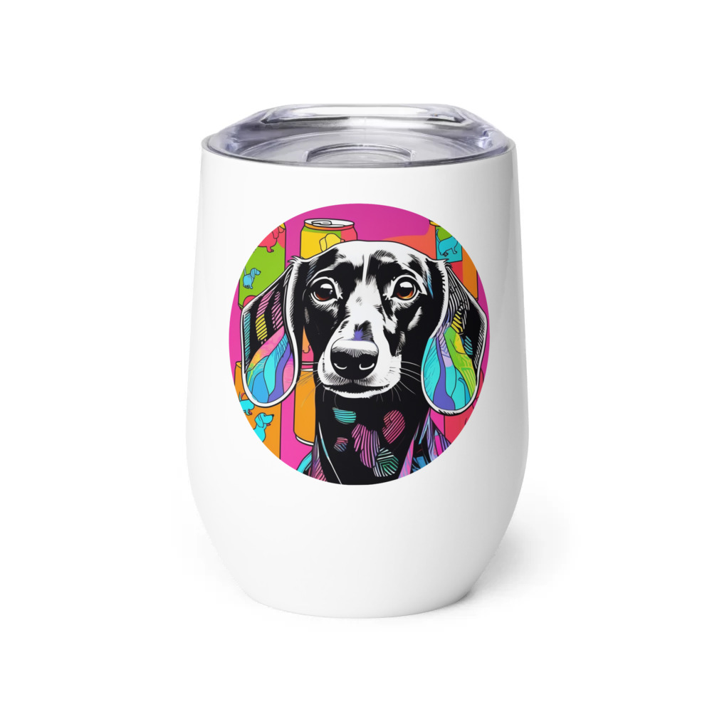 PugMug Custom Black Dachshund Wine Tumbler